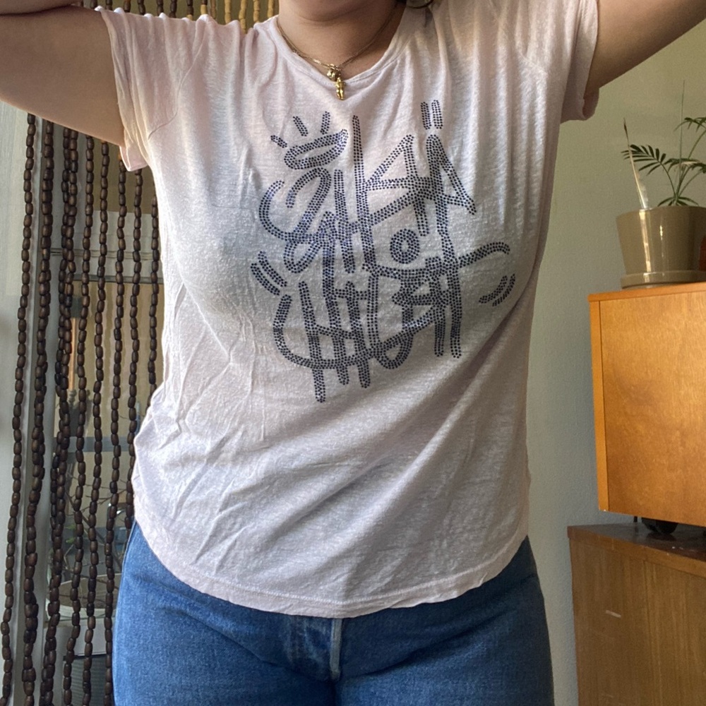 Zadig & Voltaire baby pink studded design tshirt